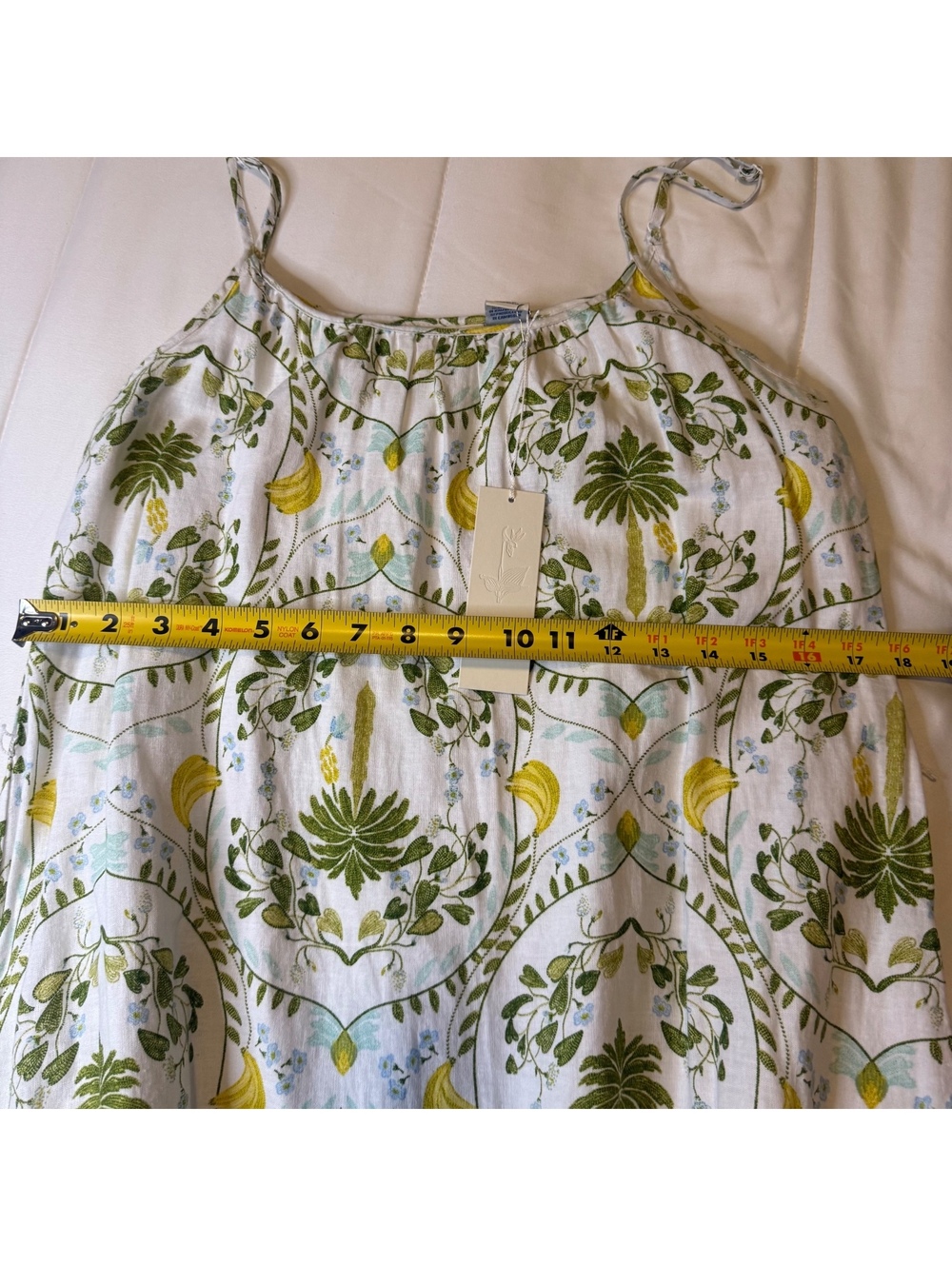 NWT Calypso St. Barth White & Green Floral Linen Summer Dress Size Medium - Picture 12 of 13